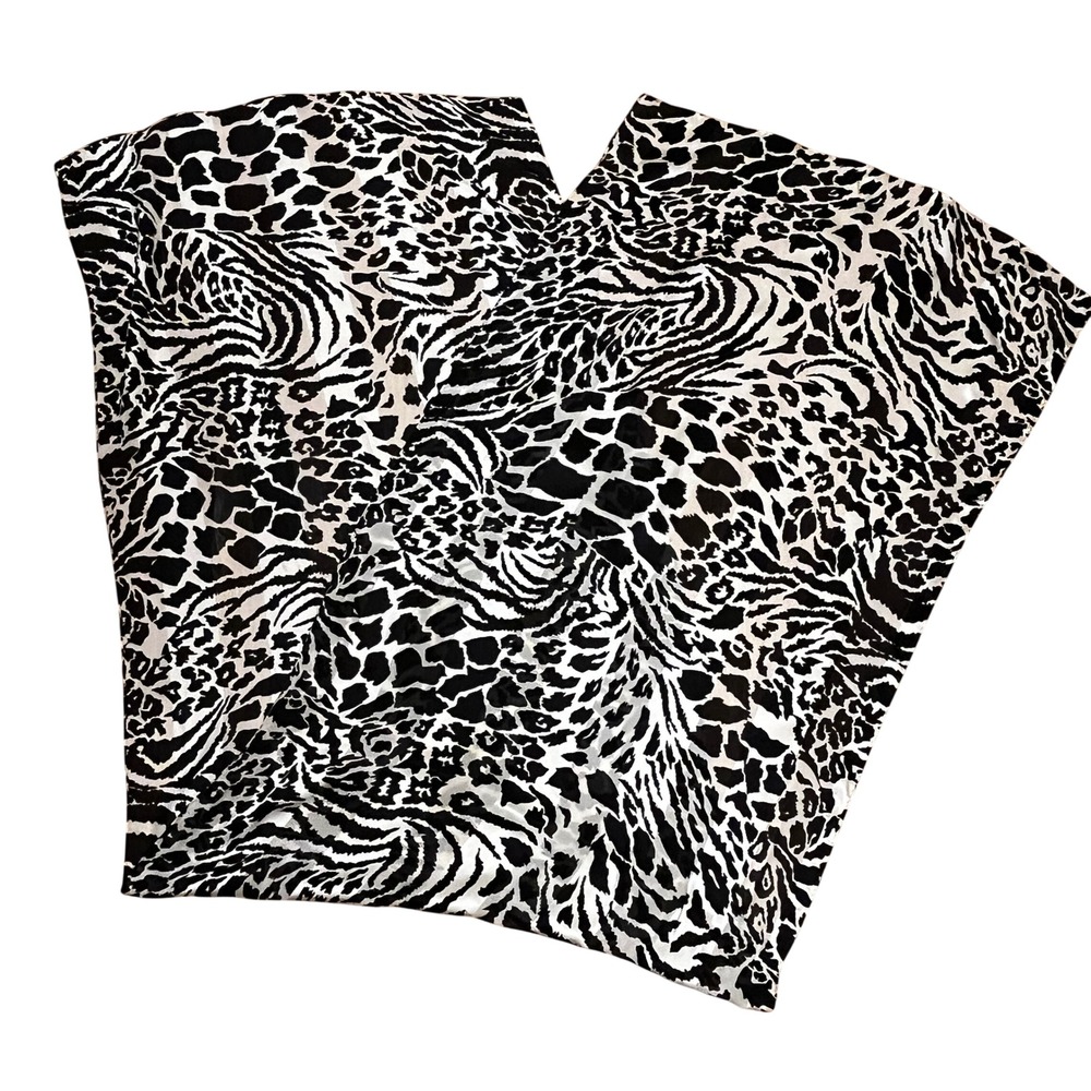 Adrienne Vittadini 100% Silk Animal Print Scarf Wrap 70x21.5 Leopard Zebra Chic